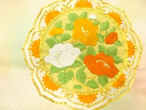 アンティーク　鏡裏に花模様刺繍名古屋帯
